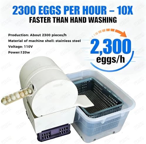Automatic Electric Egg Washing Machine, 2300 Pcs/H Egg Washer, Egg Washer Machine with Roller Brush, Egg Cleaner Wash Machine, for Chicken, Duck, and Goose Eggs