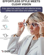DIDINSKY Magnetic Reading Glasses – Foldable Blue Light Blocking Readers for Men & Women with Anti-Reflective Lenses