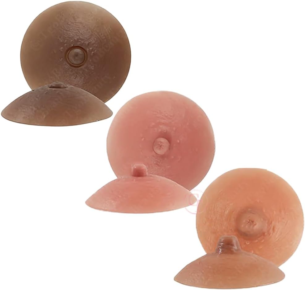 8cm Reusable Silicone Nipple Covers, Realistic Stick‑on Adhesive Nipple Pads Invisible Nipple Protectors
