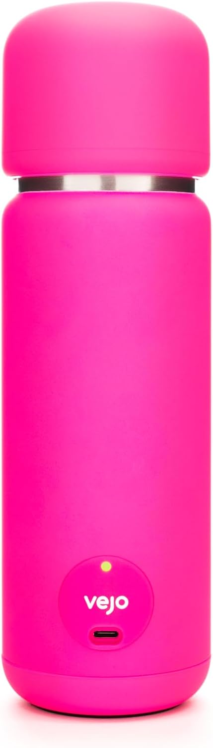 VEJO 12oz Electric Protein Shaker Bottle – USB Rechargeable Powder Mixer for Protein Shakes, Pre-Workout, Creatine | No Clumps, No Ball | 6-Blade Blending | BPA-Free | Gym Bag Travel Size | Neon Pink