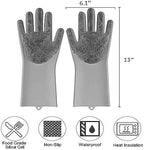 Magic Silicone Dishwashing Scrubber, 2 in 1 Reusable Rubber Gloves, Heat Resistant Kitchen Tool for Household, Dish Wash, 2 Count (Pack of 1), Gray