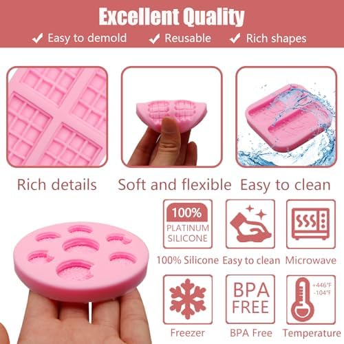 Biscuit Silicone Mold Chocolate Silicone Molds 4 Pcs, Waffle Cookies Fondant Mold for Cake Decoration Candy Cupcake Topper Cake Polymer Clay Crafts Epoxy Resin