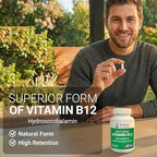 Dr. Berg Natural Vitamin B12 1000 mcg (Hydroxocobalamin) 60 Capsules – Energy, Brain & Nervous System Support* – w/B-Complex + Magnesium – 4X Lab Tested, GMO-Free, No Fillers