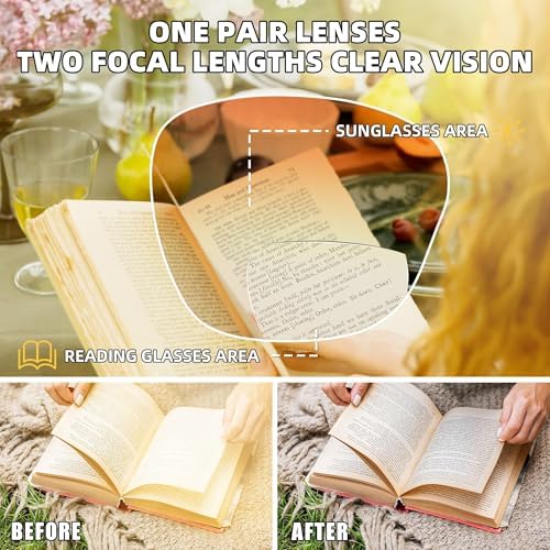 LADEESSE 3 Pack Bifocal Reading Sunglasses for Women Fashion Cateye Sun Readers Outdoor Reading Glasses UV400 +1.25 Protection