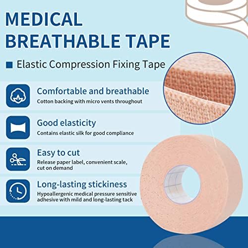1 Rolls Self Adhesive Tape for Bandages,Durable Compression Bandage,First Aid Tape,Athletic Tape,Sports Tape,Athletic Waterproof,Non-Woven Bandage (0.88IN)