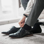 DarkCom Men's Dress Socks, Black, 6 Pairs Classic Cotton Polyester Socks, Reinforced, Cozy