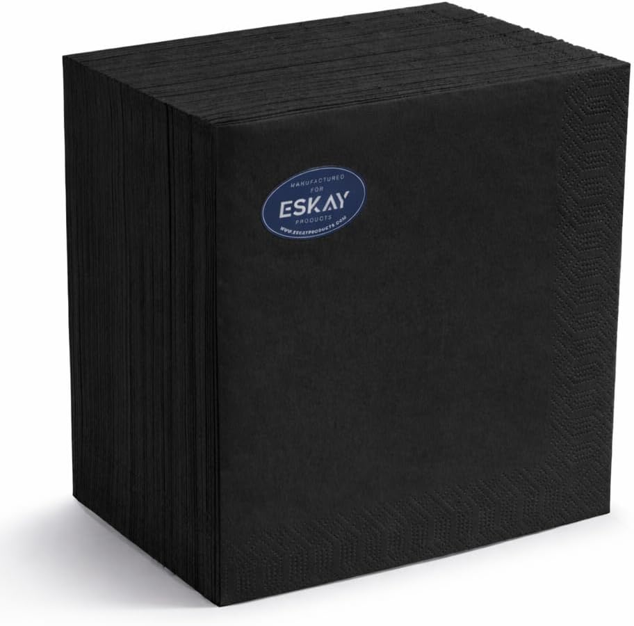 Black Dinner Napkins, 3-Ply, 125 Count – Premium Disposable Paper Napkins for Parties, Weddings, Restaurants, Bars & Events, European Made