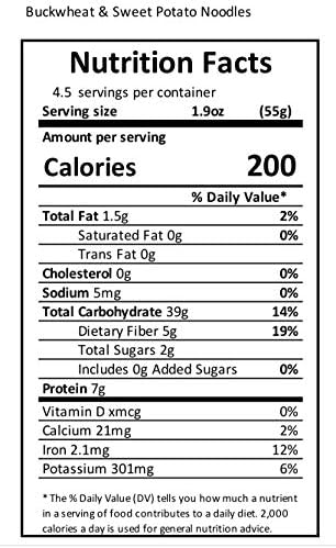 Buckwheat & Sweet Potato Pasta Noodles 6-PACK- Organic & Gluten-Free- 52.8oz, 3 paper-tied servings per pack