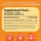 Pharma Nord D-Pearls 5000 iu (125 mcg) High Potency Vitamin D3 – High Absorption Mini Softgels in Organic Olive Oil, Immune, Bone, & Muscle Support, Non-GMO, Gluten-Free, 240 Count