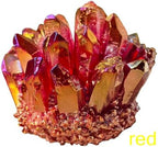 Crystal Cluster Electroplate Natural Quartz Mineral Specimen for Home Decor,Reiki Healing, February Birthstone Gift (red)