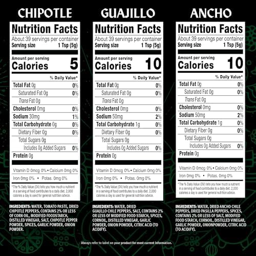 HERDEZ Pepper Paste Trio, Chipotle (Hot), Guajillo (Medium), Ancho & Pasilla (Mild) 7 oz Squeeze Pouch with Easy Close Twist Cap (3 Pack)– Bold Mexican Flavor & Dried Chile Pepper Alternative