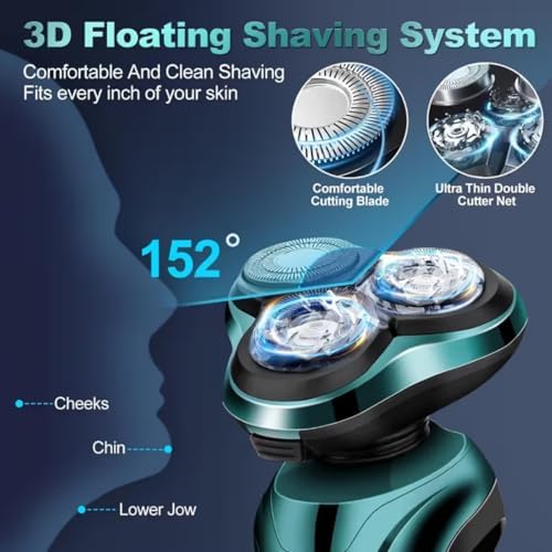 Sekoda Electric Shaver Pro 8 for Men, Wet/Dry Shaving for Sensitive Skin, Waterproof Cordless Razor (Green)