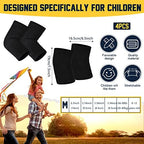 2 Pairs Kids Elbow Brace Knee Brace Tennis Compression Knit Knee Sleeves Arm Elbow Sleeve Elbow Support for Boys Girls Teen Basketball Sports Weight Lifting Volleyball Football Running, Medium, Black