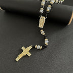 Exquisite Rosary Saint Jude Cross Pendant Mexican Necklace - Braided Cord Green Crystal beads Chain, Charm Accessories for Men and Women, Catholic St Jude Elegant Religious Jewelry Gift Idea