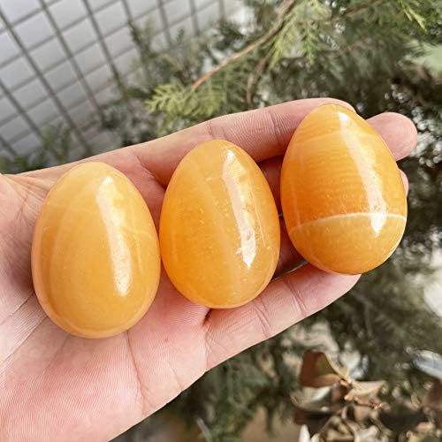 Polished Stone Egg for Easter Day, Palm/Pocket/Worry Enegry Healing Crystal Display Sphere Figurine Fengshui, Ice Yellow Jade 1.8" x 1.3"