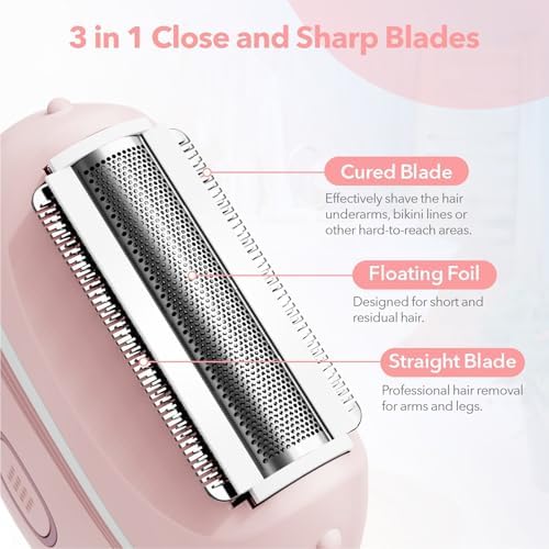 Women Electric Shaver, Rechargeable Wet and Dry Use Electric Razor for Women, Body Hair Trimmer for Bikini Underarm Leg Arm Body Face Private Area