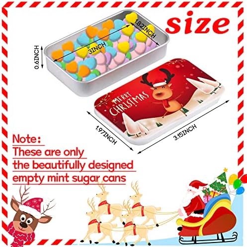 Peryiter 10 Pcs Novelty Christmas Empty Mint Tins Christmas Mint Tins Funny Gag Gifts, 3 x 2 x 0.6 mas Gift Bag Stuffer, Mini Tin Without Candy, White Elephant Exchange Gifts(Cute Style)