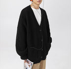 POHADON Mens Cardigan Sweater Button Down Long Sleeve V Neck Cable Knit Sweaters Japanese Streetwear Grunge Clothes