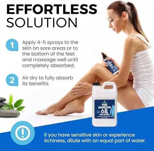 Pure Magnesium Oil Spray 64oz - Topical Magnesium Spray for Sleep & Feet - Extra Strength - USP Grade - 100% Natural and Organic Oil for Muscle Pain & Cramps - No Sprayer Included - Made in USA