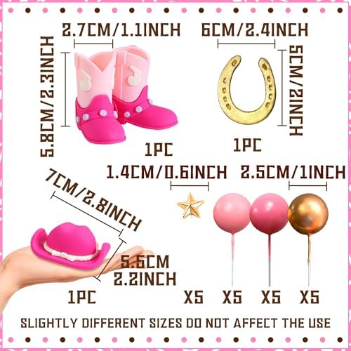 JeVenis Cowgirl Cake Topper Cowboy Western Decorations Cowgirl Hat Birthday Cake Topper Cowgirl Boots Cow Balls Cake Decor