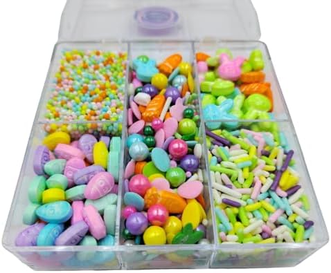 Easter Sprinkles for Cake Decorating, Spring Rainbow Sprinkles, Edible Bunny Carrot Sprinkle with Easter Egg Jimmies Nonpareils Sugar Pearl Mix for Baking Cookies Ice Cream Topping Cake Cupcake Toppers