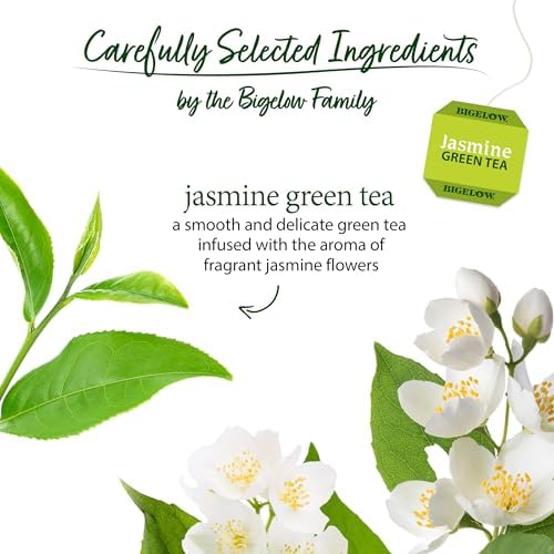 Bigelow Tea Jasmine Green Tea, Caffeinated Tea with Jasmine, 20 Count Box (Pack of 6), 120 Total Tea Bags
