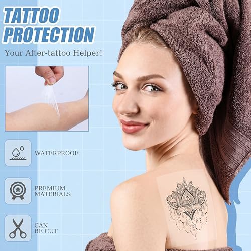 Nuanchu 100 Pieces Transparent Adhesive Bandage Waterproof Adhesive Skin Dressing Tape Transparent Film Dressing Bandages Clear Cover up Tape Retention Waterproof Cover for Swimming