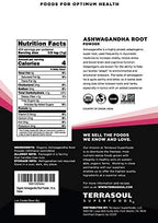 Terrasoul Superfoods Organic Ashwagandha Root Powder, 1 Lb - Stress Adaptogen | May Improve Sleep | Lab-Tested for Quality