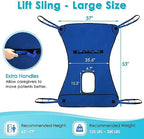 Patient Lift Aid Sling for Shower with Head Pillow Toileting Transfer and Bed Positioning Full Body Mesh Sling Straps Elderly Home Use Care Handicap Assist Medical Lift Belt (Blue)