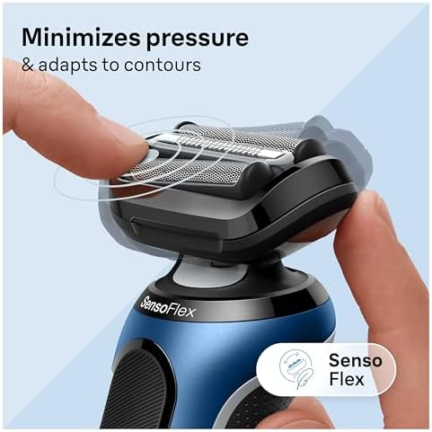 Braun Electric Shaver for Men, Series 6 6120s, Wet & Dry Shave, Turbo & Gentle Shaving Modes, with Precision Trimmer & Pouch, Blue