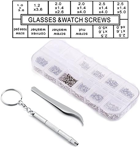 Glasses Screw Kit, Watch Screw Kit, Screws Tool Kits for Repairing Precisioning Devices Such As Eyeglasses, Sunglasses, and Watches