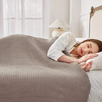Guohaoi Knitted Weighted Blanket for Adults (Beige 60"x80" 17lbs) No Beads Cooling Throw Blanket for Hot Sleepers, Home Decor Breathable Chunky Knit Heavy Blanket Use on Queen/King Size Bed
