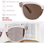 Reading Sunglasses for Women, Full Lens Cateye Sun Readers with Built-in Outdoor Readers Sunglasses UV400 Protection