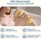 Natural Loofah Sponge (4 Packs), 6“ Natural Loofah Exfoliating Body Scrubber Egyptian Loofa Eco 100% All Natural luffa Cleaning for Men Women Deep Clean Skin