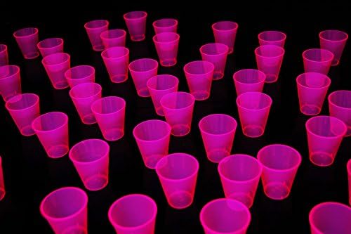 DirectGlow 2oz Neon UV Blacklight Reactive Glow Party Shot Glasses (50-Count, Pink)