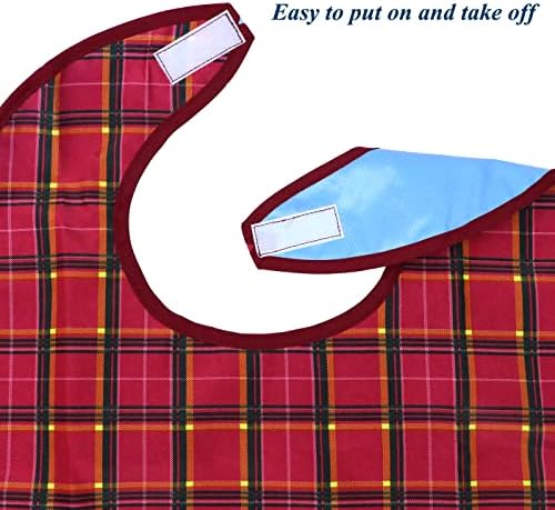 3 Pack Adult Bibs for Eating, Waterproof Clothing Protector with Crumb Catcher, Machine Washable Adult Bibs for men/women…