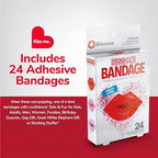 BioSwiss Bandages, Lips Shaped Self Adhesive Bandage Set, Latex Free, Sterile Wound Care, 24 Count