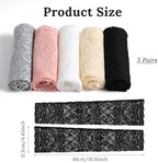 5 Pairs Women Lace Arm Sleeves Fingerless Arm Sleeve Floral Hollow Arms Cover Warmer Elbow Length Lace Sleeves to Cover Arms for Women