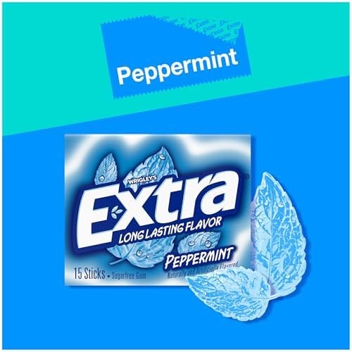 EXTRA Gum Peppermint Sugar Free Chewing Gum Bulk Pack, 15 Stick (10 Pack)