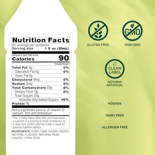 Monin - Pear Syrup | Premium Syrup for Cocktails, Margaritas, Tea & More | Clean Label, No Artificial Flavors, No Artificial Preservatives (BPA-Free Glass, 750 ml)
