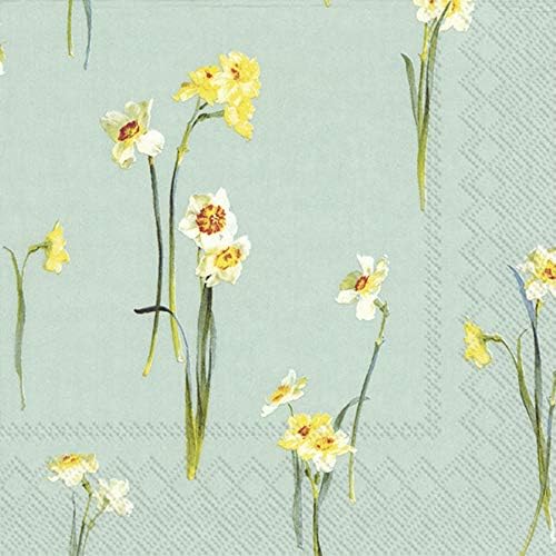 IHR 20 Luxury Paper Cocktail Napkins- Elegant Narcissus