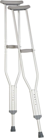 Carex Push Button Aluminum Crutches, Height Adjustable Crutches Adult Size Fits Individuals from 4' 7" to 5'3", Completely Assembled with Crutch Pads, Hand Grips and Crutch Tips, Youth