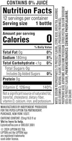 Lipton Zero Sugar Iced Tea, Green Tea Mixed Berry, 16.9 fl oz Bottles, (12 Pack), 100% DV Vitamin C