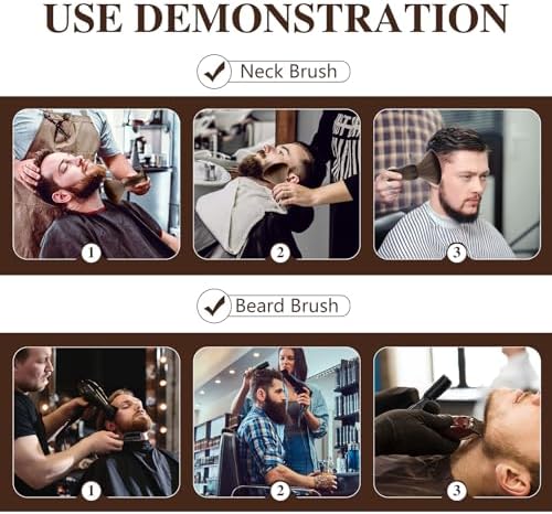 CGBARBER Barber Neck Duster Brush Wood Handle with Hook for Hair Cutting… (Neck brush+Black brush)For All Hair Type.