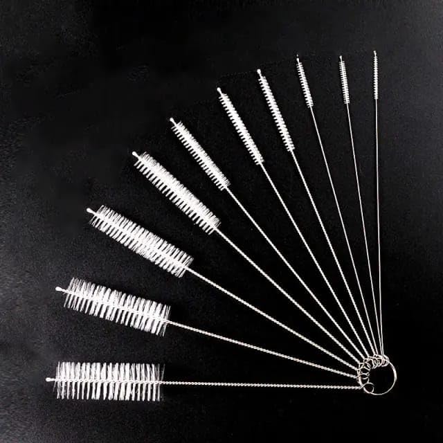 10 Pcs Nylon Straw Cleaning Brush Set – Bottle Pipe Cleaner Brushes for Straws, Kettles, Tubes & Spouts – Flexible Stainless Steel Wire with High-Density Nylon Bristles – Multi-Size Pipe Cleaner Set