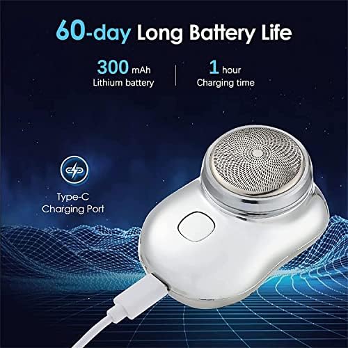 2023 USB Mini Shaver -【New Version】Pocket Portable Electric Shaver Rechargeable Waterproof, Magic Travel Electric Razor Round Shaving Machines, Wet Dry Mini Shaving Machines for Men Dayily Use(Sliver)