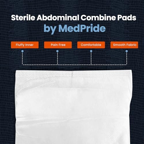 MED PRIDE Combine ABD Pads 5 x 9 Inch, 40 Count Sterile Abdominal Pads, High Absorbency Wound Dressings, Individually Wrapped, Latex Free, Single Use