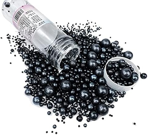 Halloween Sprinkles Edible Pearls Sugar Sprinkles Black Candy 120g/ 4.2oz Desserts Cake Decorations Cupcake Toppers Cookie Decorating Ice Cream Toppings Celebrations Shaker Jar Wedding