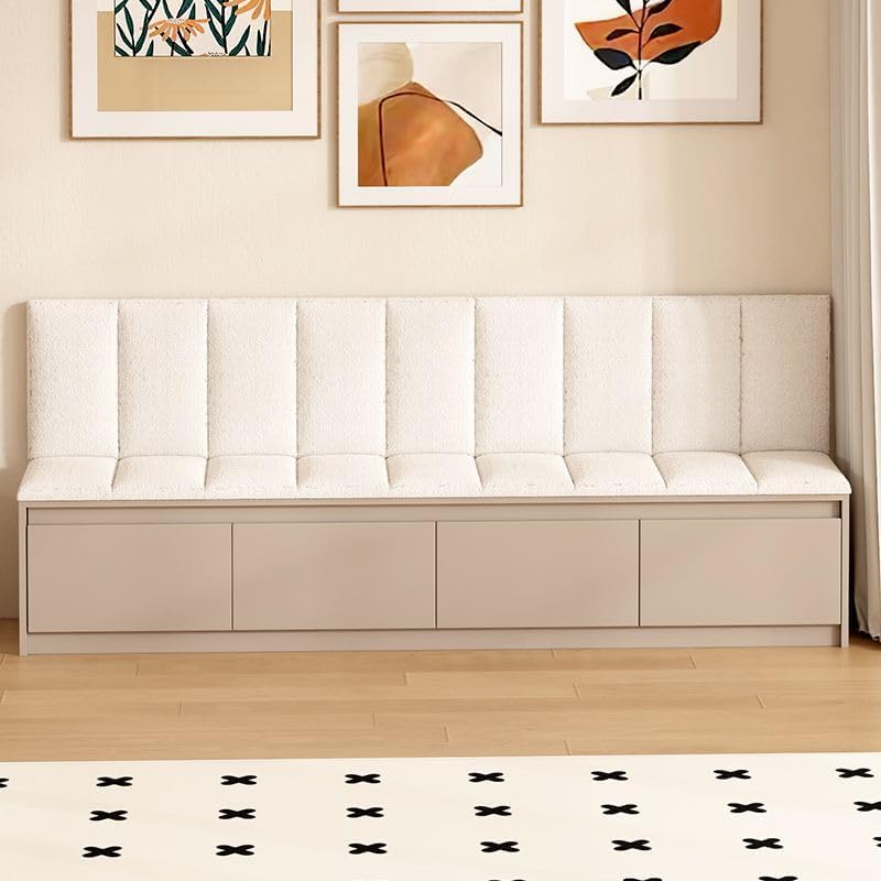 Restaurant Booth Seating with Upholstered Back and Storage for Dining Room, Living Room, Entryway