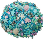 Homankit Ocean Sprinkles for Cake Decorating Edible Hippocampi Starfish Shell Fish Pearl Sugar Sprinkle for Baking Cake Cupcake Toppers Cookie Decorations Sea Theme Birthday Party Supplies